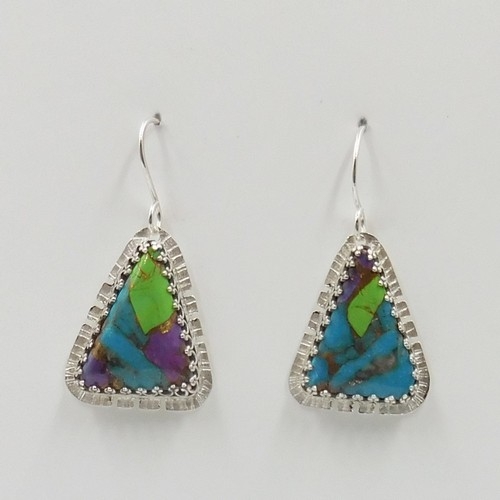 Click to view detail for DKC-1194 Earrings  Triangles TQ, Mix $110